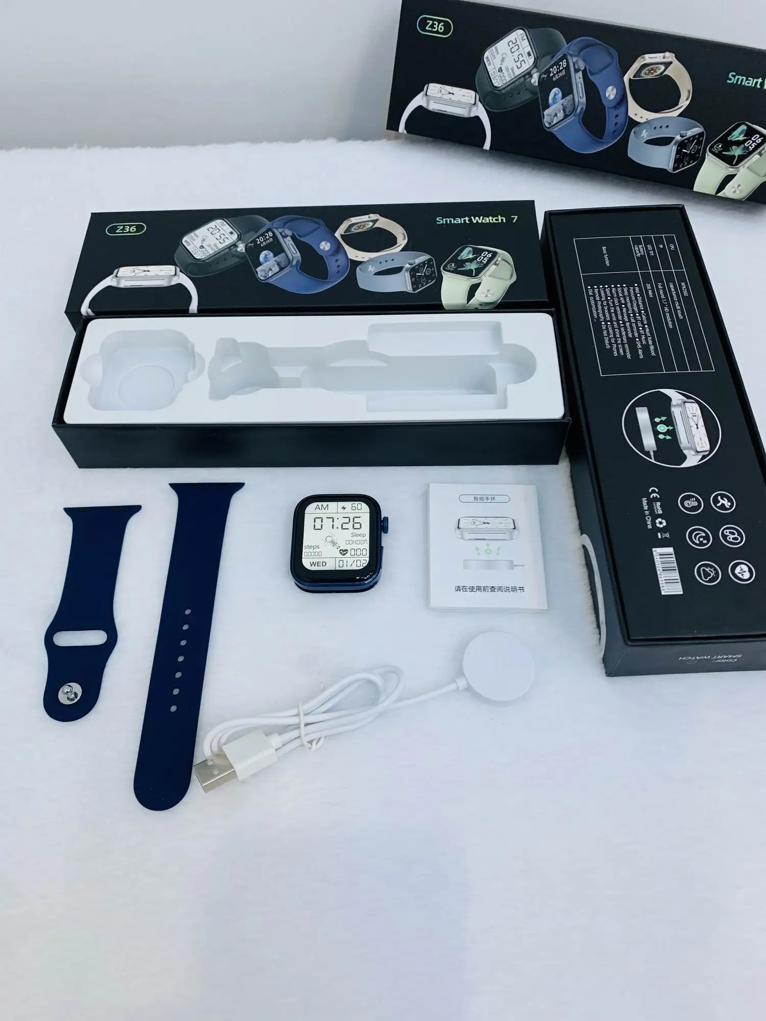 

2021new Arrival Z36 Smart Watch Watch 7 Blood Oxygen Monitor I Wo14 Series7 Reloj Waterproof Smartwatch With Wireless Charger