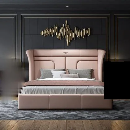 

Italian light luxury minimalist double bed