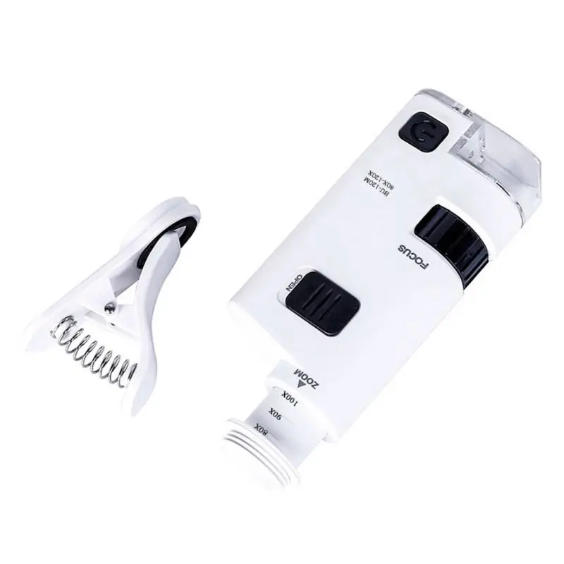 

80-120X Microscope With Phone Clip LED Lamp Magnifier Loup Textile Microscopes
