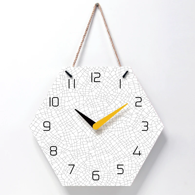 

Classic Hexagon Geometric Strap Hanging Wall Clocks Silent Quartz Movement Clock for Home Decoration Wall Ornaments Gifts