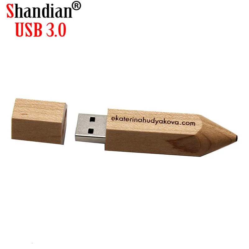 SHANDAIN USB 3 0 Бесплатная кутомер Логотип Деревянный карандаш флеш накопитель Флешка