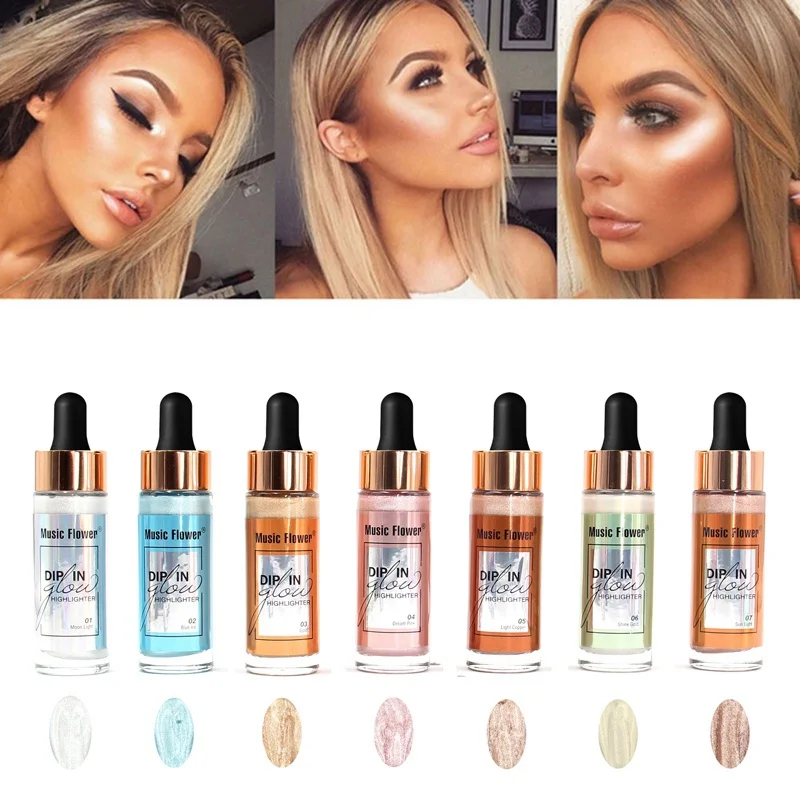 

New 7 Colors Highlighter Liquid Face Long-lasting Brighten Bronzers Cream Illuminator Shimmer Glow Facial Shiny Cosmetics