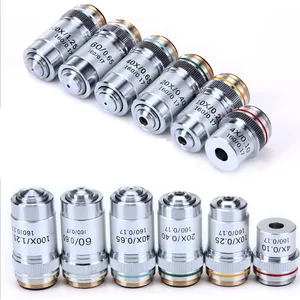 Объектив для микроскопа 4X, 10X, 20X, 40X, 60X, 100X, Ахроматический, детали для лабораторного биологического микроскопа