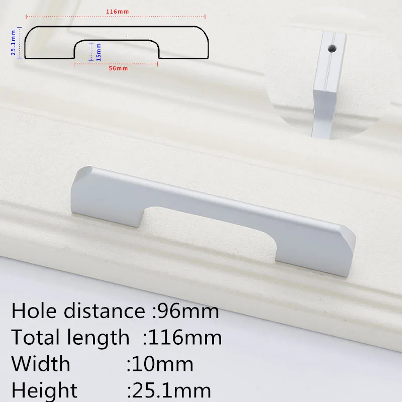 Silver 96MM KK& FING Американский Алюминиевый Длинные ручки двери шкафа спальня шкаф комод кухонный шкаф выдвижные ящики тянет мебельная фурнитура - Цвет: Silver 96MM
