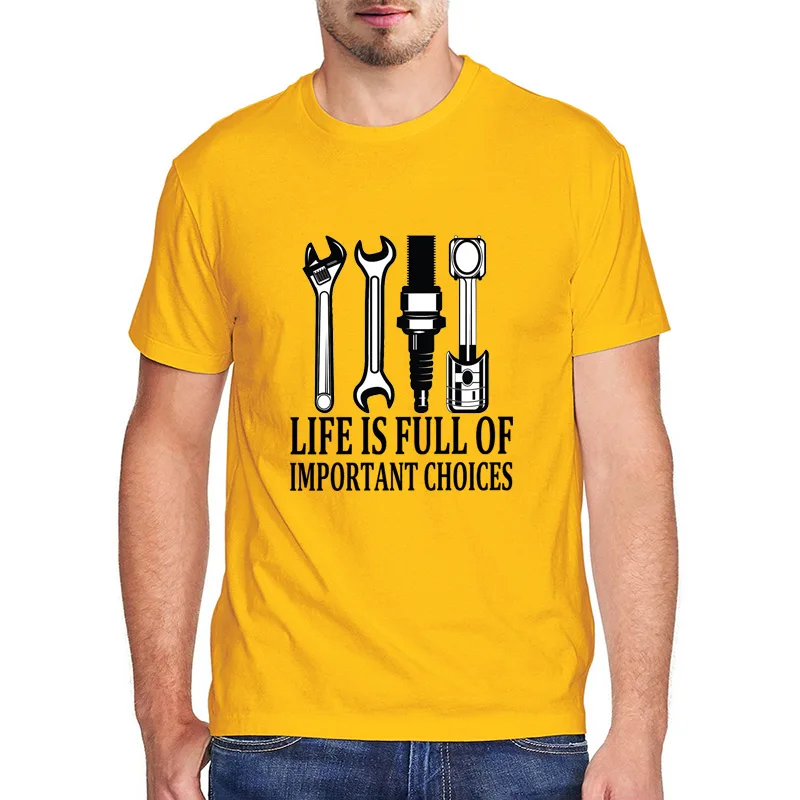 Забавные футболки с механическими инструментами Мужская одежда полный важный