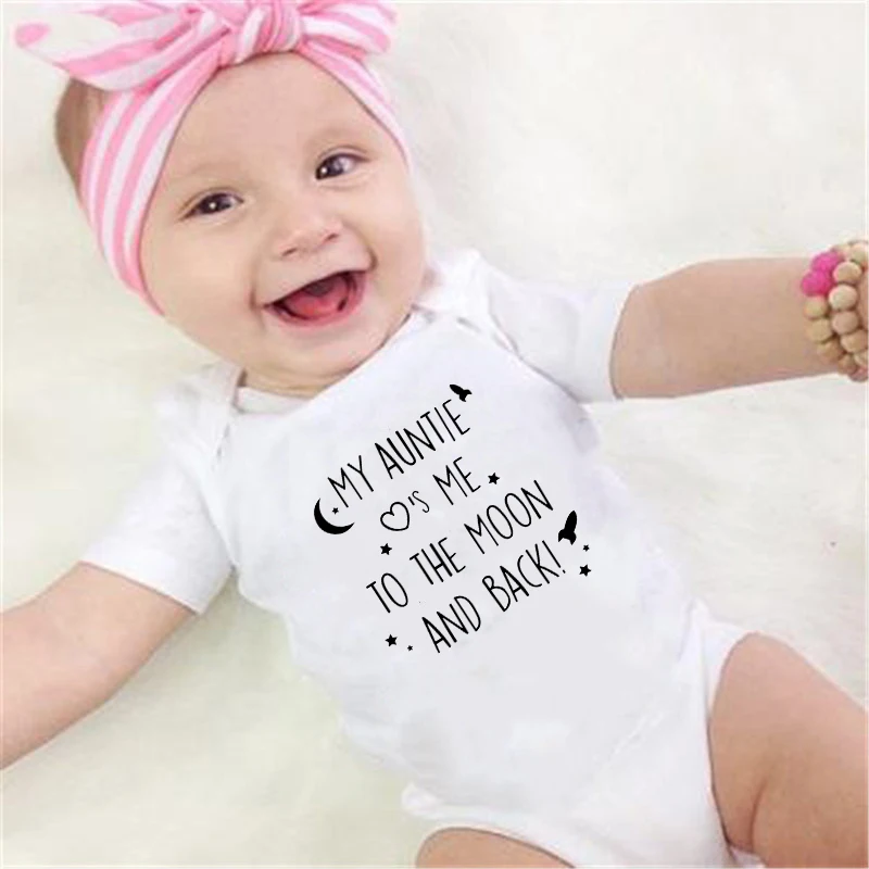 

Newborn Romper My Auntie Loves Me To The Moon and Back Cotton Short Sleeve Infant Baby Boy Girl Onesies Baby Bodysuits Clothes