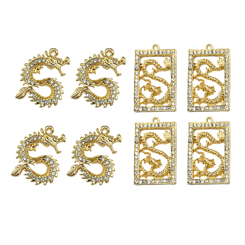 

10Pcs Mix Dragon Charms Metal Rhinestone Frame Animal Pendant For DIY Handmade Jewelry Making Necklace Earring Crafts Components
