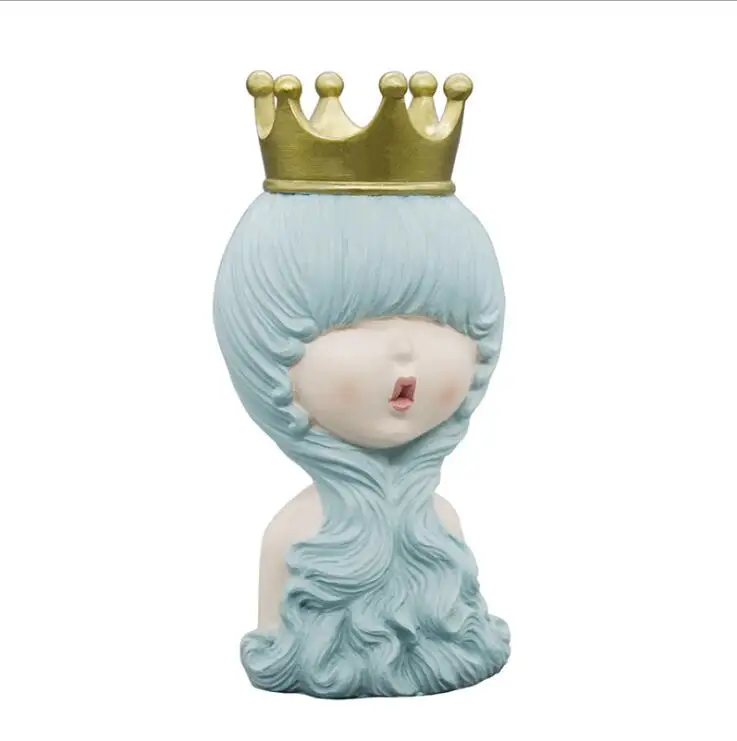 

Modern Crown Hat Girl Resin Accessories Art Home Livingroom Table Sculpture Ornaments Crafts Office Desktop Figurines Decoration