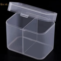 rounded corners nail towel storage box 2 grids cotton pad swab nail art containers desk organizer plastic clear container case