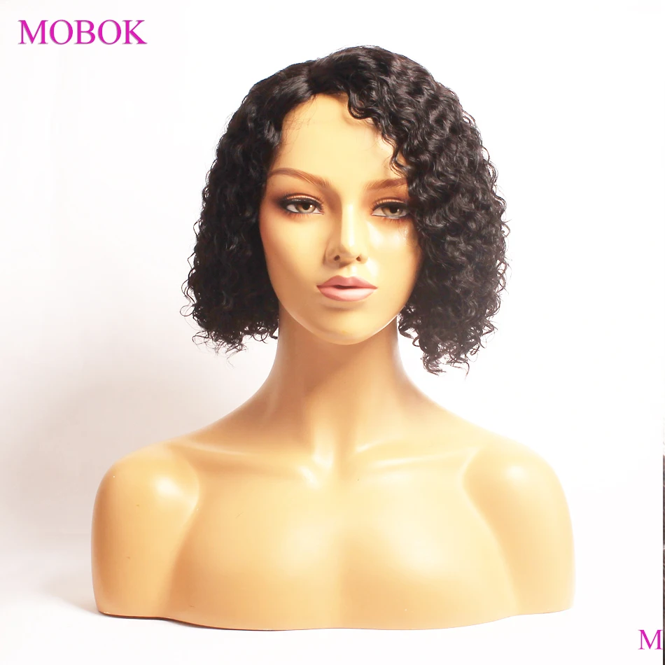 Парики из натуральных волос на кружевной основе bobow Curly Bob Короткие вьющиеся
