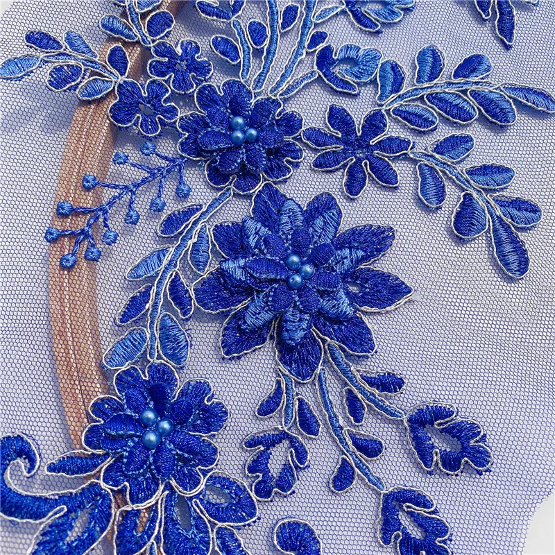 

Accessories New Contrasting Color Three-dimensional Applique Beading Pair Flower Lace DIY Dress Decoration Clothing patches