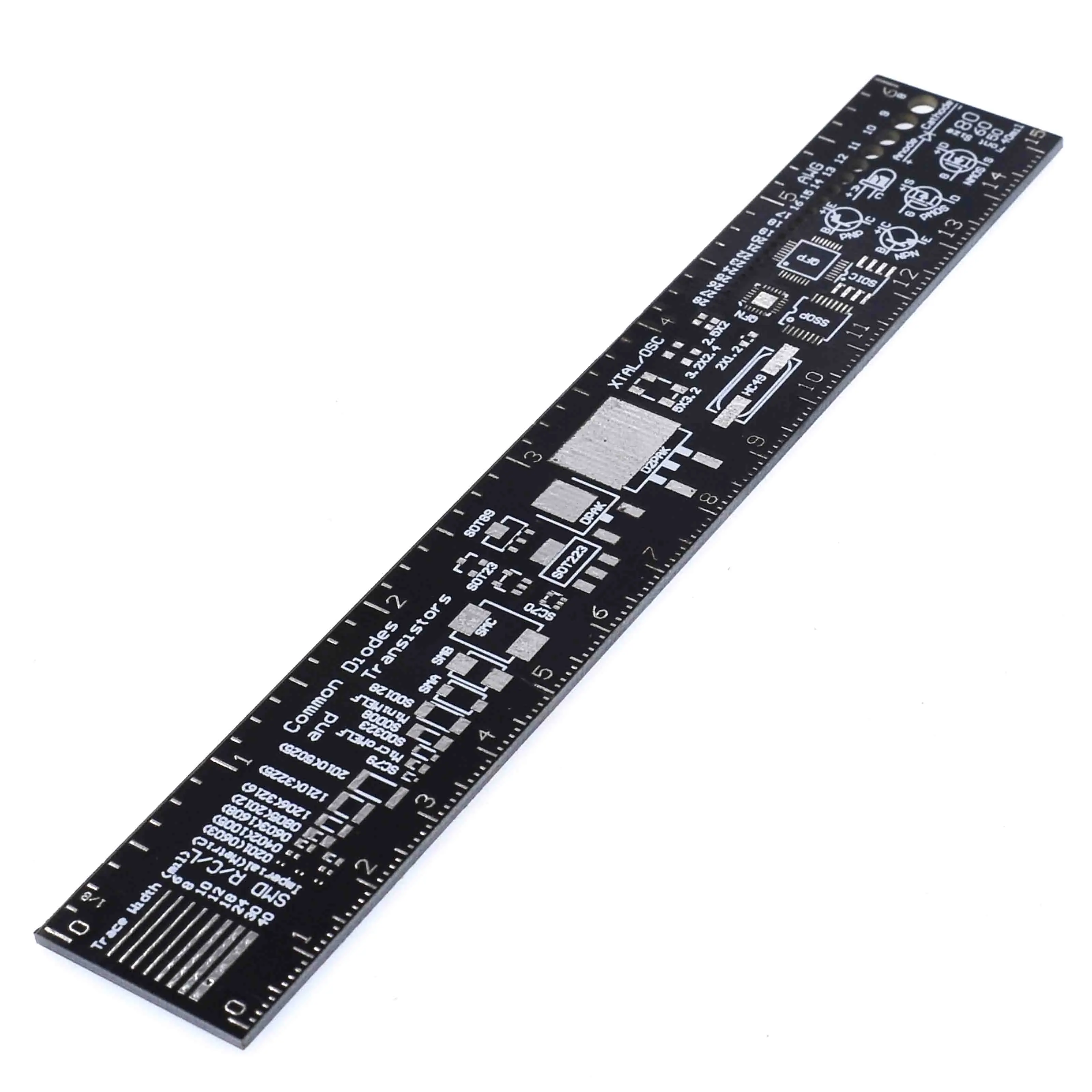 15CM 15 см 20 см 25 см 30 см Многофункциональный PCB линейка, измерительный инструмент резистор микросхема конденсатора IC диод поверхностного монтажа транзистор посылка 180 градусов - Цвет: 15CM