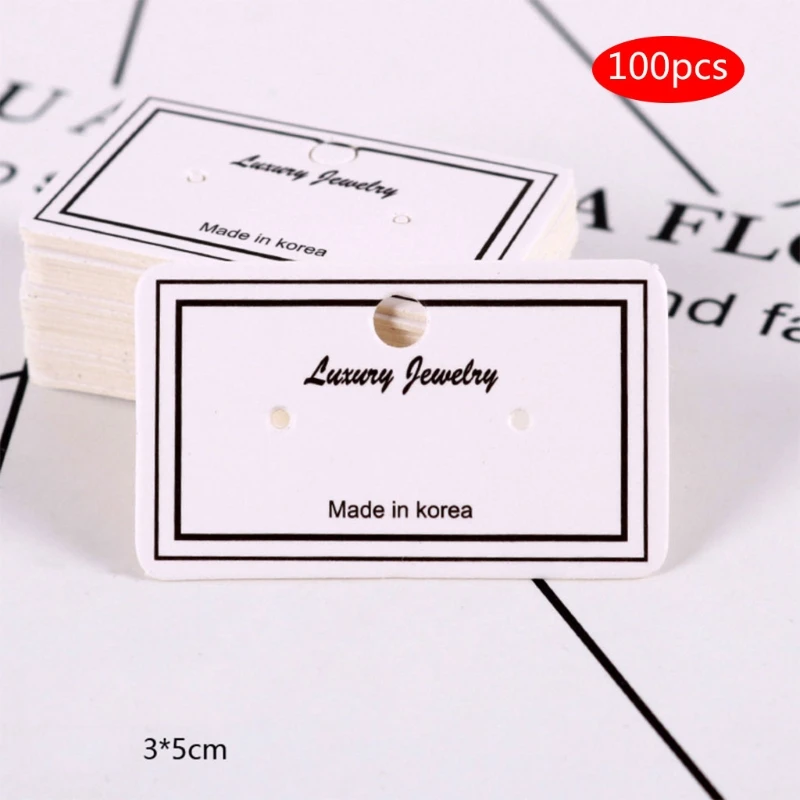 

Earrings Pack 3x5cm Ear Stud Card Jewelry Display Hang Tag Label Printing 100Pcs