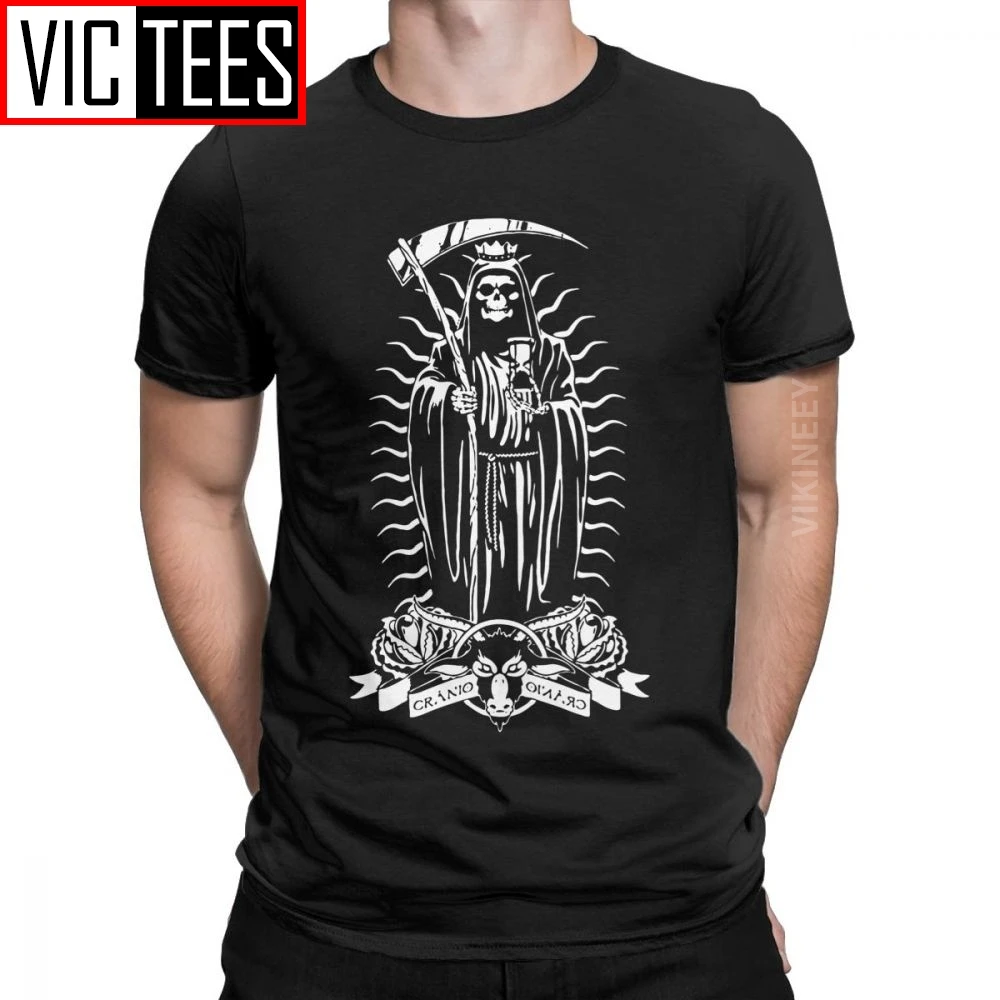 Мужская хлопковая футболка La Santa Muerte с 3D принтом черепа матери и матери|Мужские