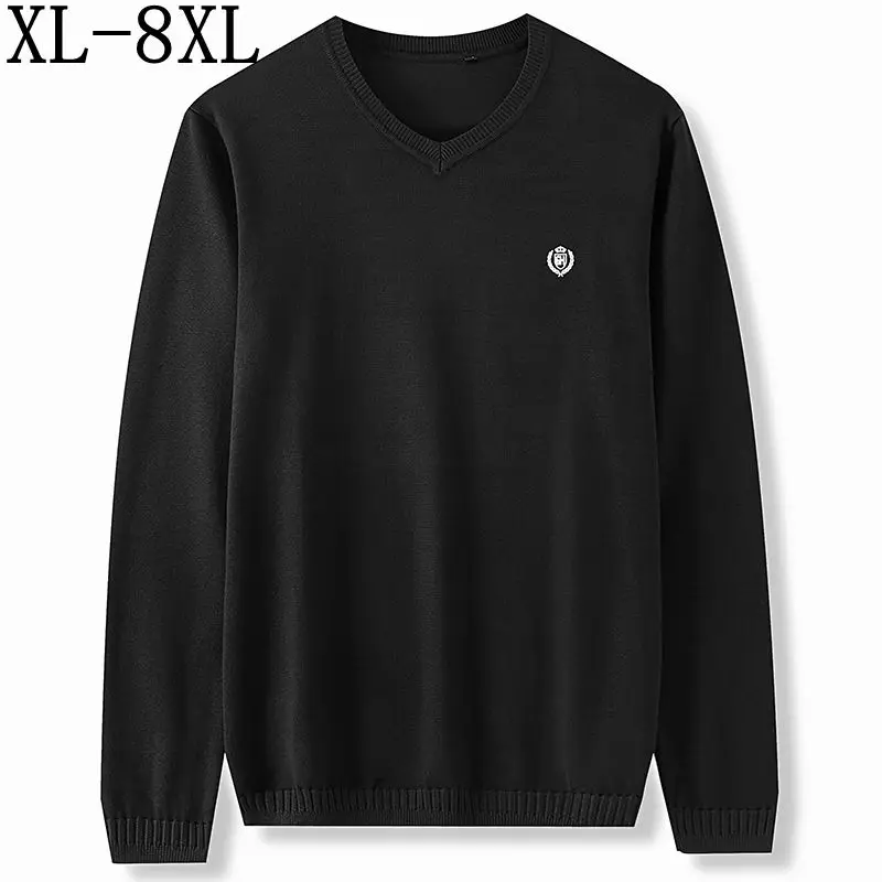 Размер 8XL 7XL 6XL осенне-зимний брендовый Повседневный свитер длинный рукав v-образный вырез трикотажные мужские свитера высшее качество мужские пуловеры