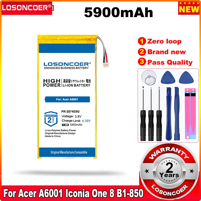 LOSONCOER PR-2874E9G 5900 мАч планшетный ПК Батарея для Acer A6001, Iconia One 8 B1-850