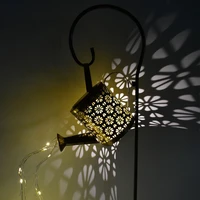 led solar shower light metal wrought iron hollow fairy light creative watering can art lamp outdoor garden lawn decoration lamp