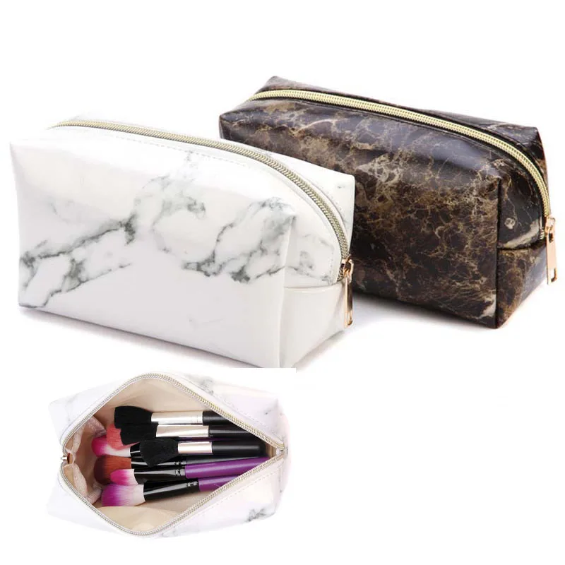 Мраморная дорожная Водонепроницаемая косметичка из искусственной кожи с 3D