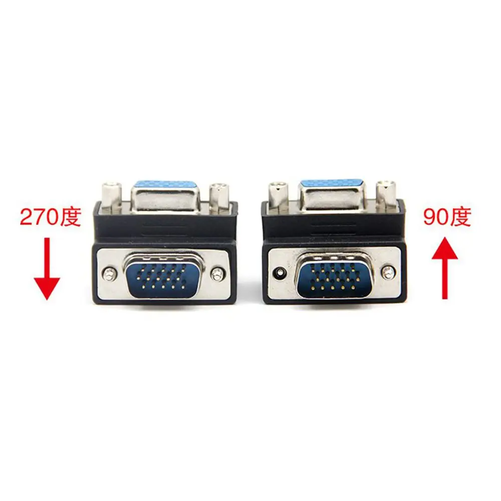 Вверх и вниз под углом 90 градусов VGA SVGA штекер переходник на гнездо 15Pin женского