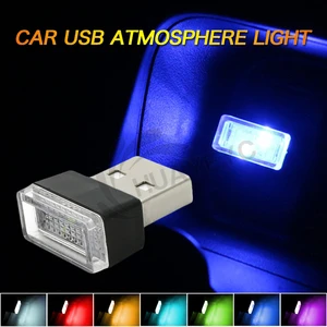 Portable Car Mini Colorful Gradient USB Atmosphere Lights LED Auto Lnterior Decorative Lamp Ambient Light Neon Emergency Light