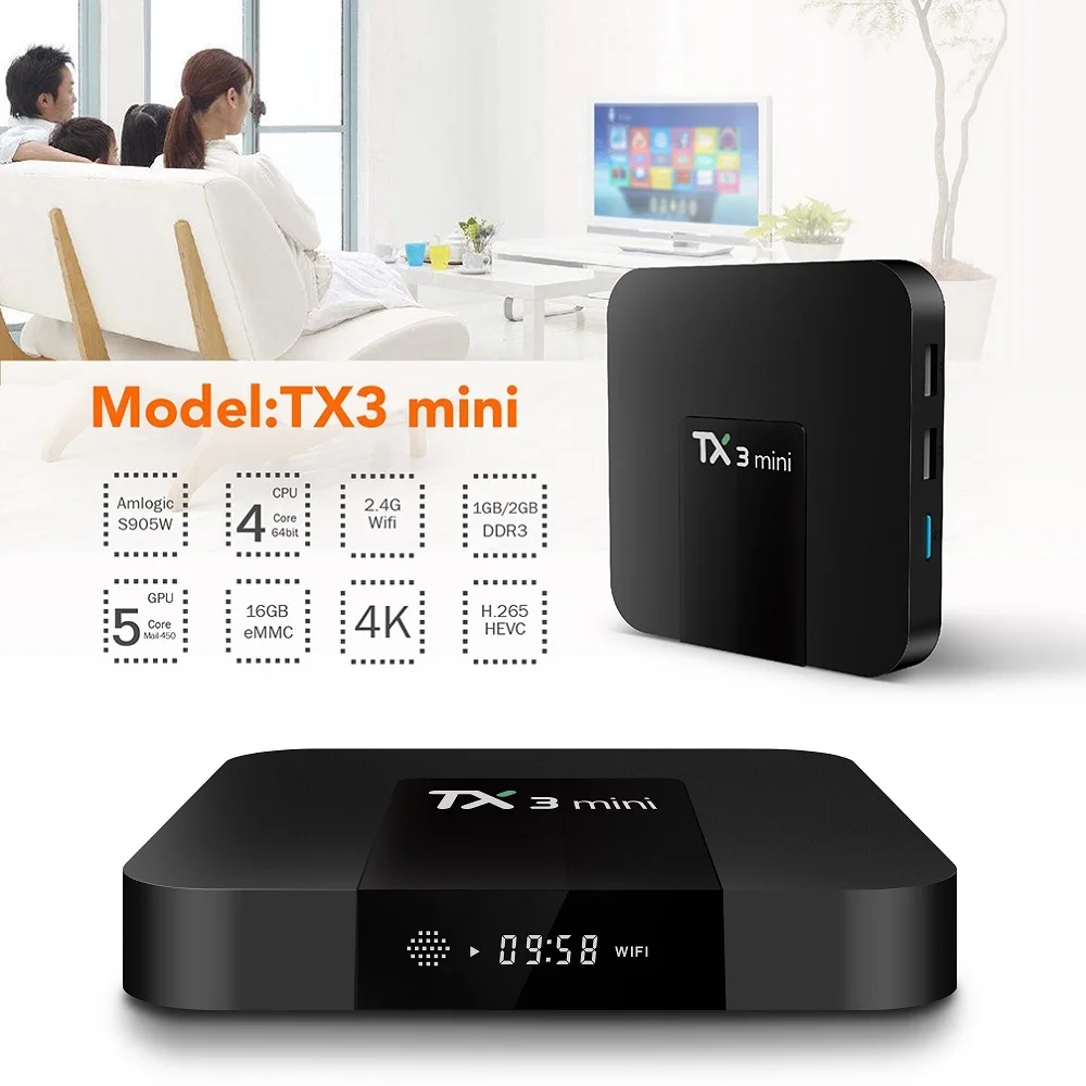 ТВ приставка VONTAR TX3 mini Android 8 1 2 ГБ 16 четырехъядерный процессор Amlogic S905W H.265 4K Wi Fi