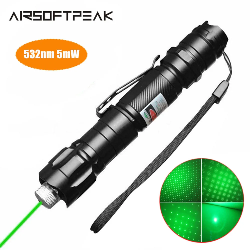 

532nm 5mW Green Laser Pointer Powerful Flashlight Device Visible Sight Torch Laser Pen Adjustable Focus Laser Sight