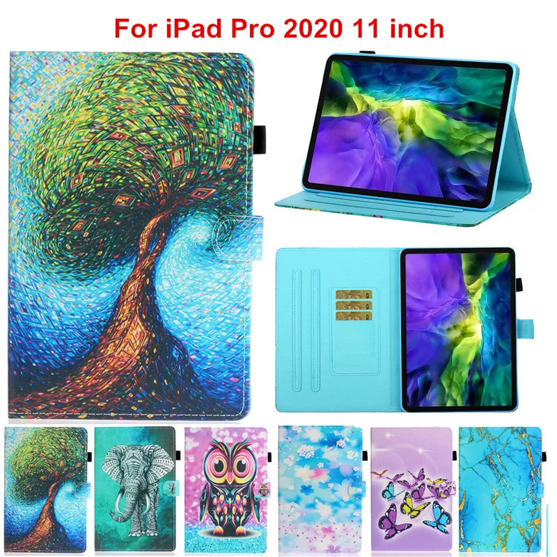 Умный чехол книжка для нового iPad Pro 11 дюймов 2020 цветной рисунок из искусственной