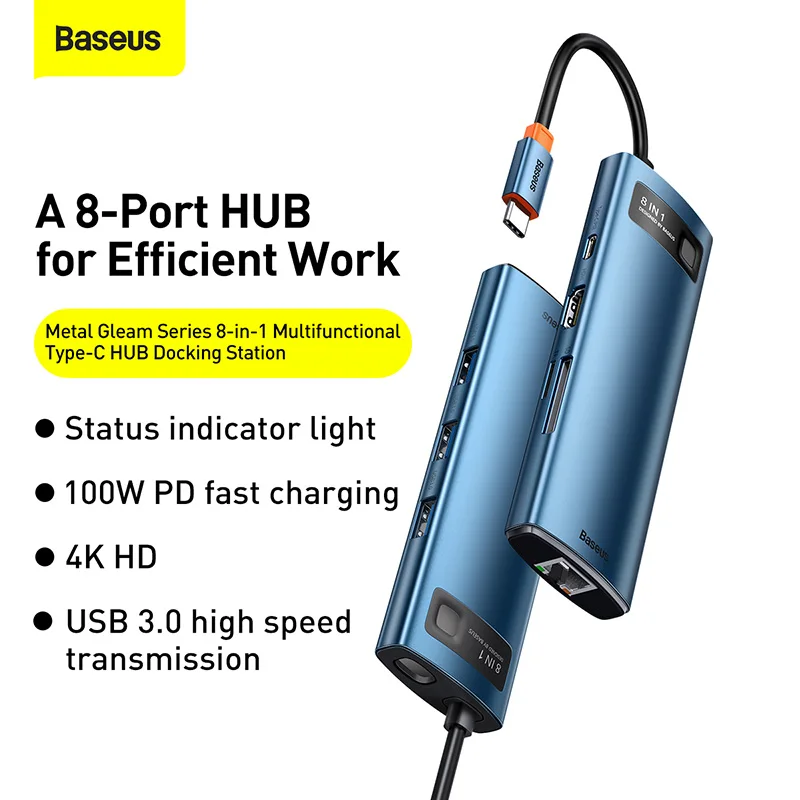 USB-концентратор Baseus с портами USB Type-C и поддержкой 100 Вт | Компьютеры офис