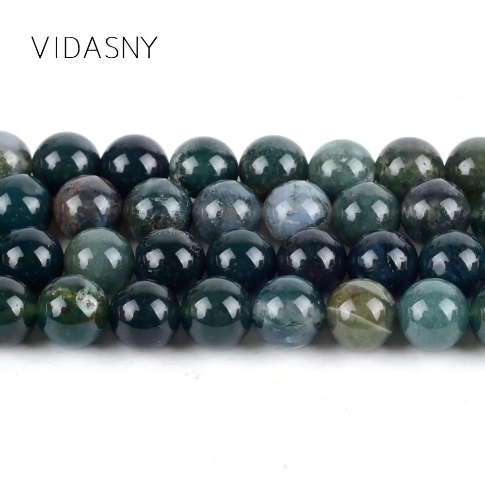 Натуральные моховые Агаты круглые бусины-разделители сделай сам аксессуары для