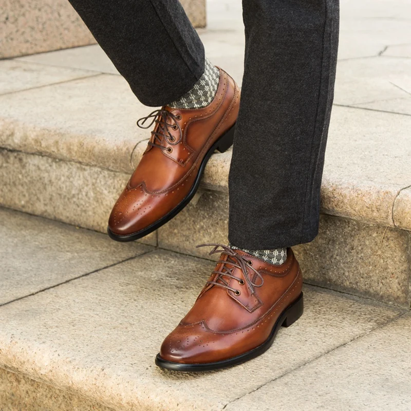 Мужские туфли оксфорды из натуральной кожи на шнуровке с острым носком|Туфли| |