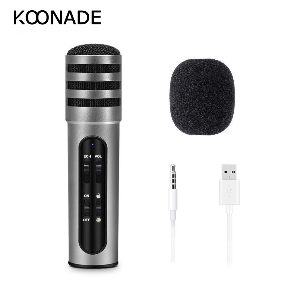 Микрофон для караоке со звуковой картой записывающий телефон компьютер умный