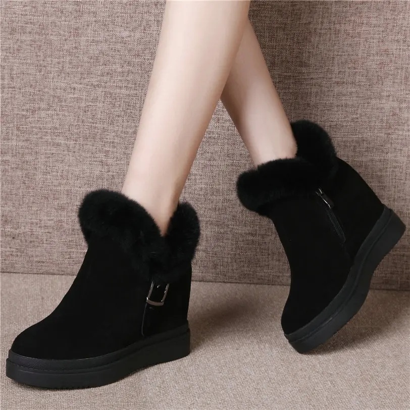 Кроссовки женские из коровьей замши на танкетке полусапожки высоком каблуке