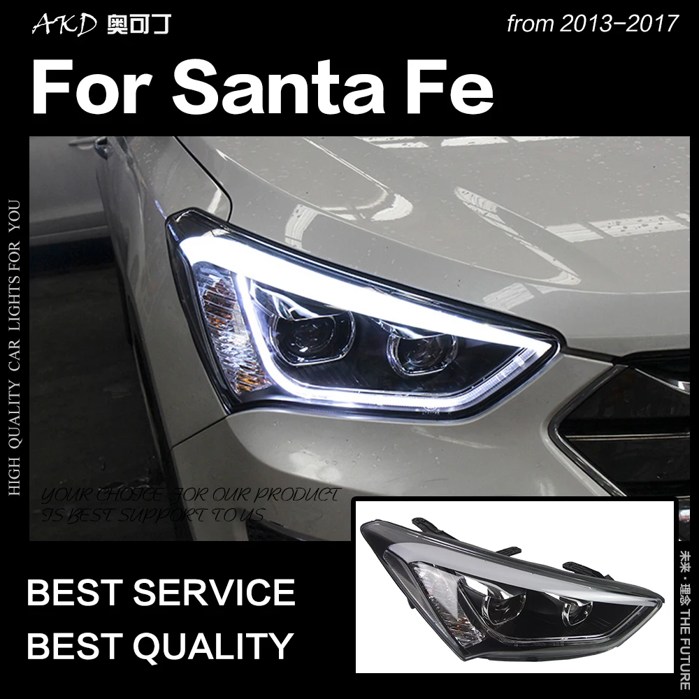 АКД стайлинга автомобилей фара для Hyundai IX45 фары 2013 2016 Новинка Santa Fe светодиодный DRL