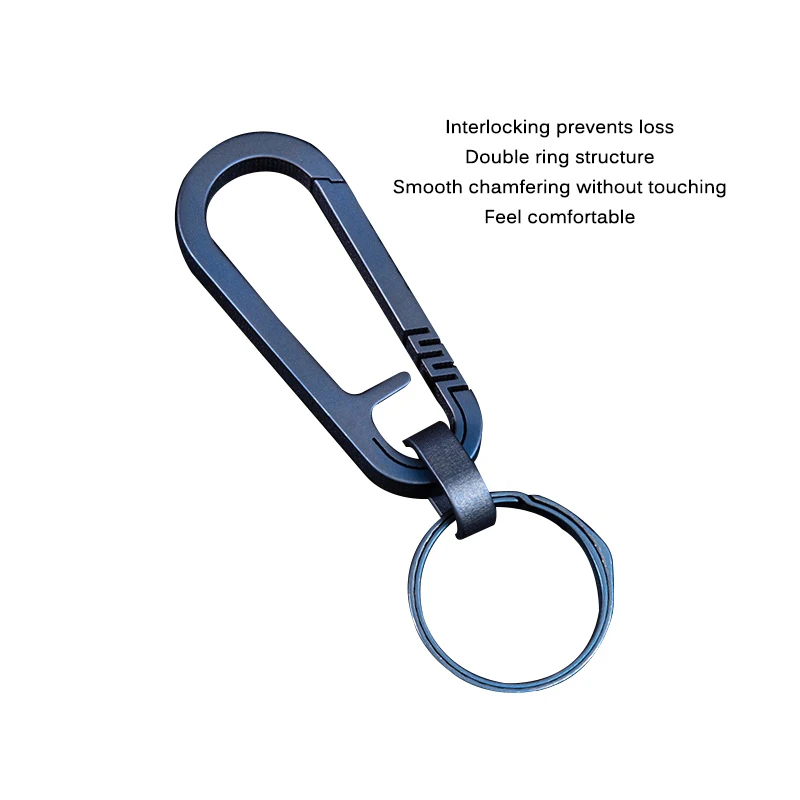 

Simple Strong Carabiner Shape Keychain Climbing Hook Titanium Alloy Key Chain Rings High Quality Durable Anti-Lost Buckle Design