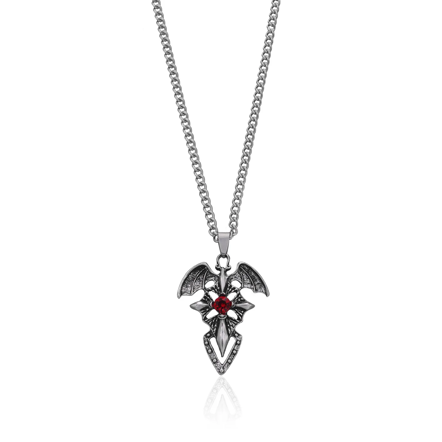 

2020 new bat cross demon wings necklace retro artificial long money decoration nightclub charm