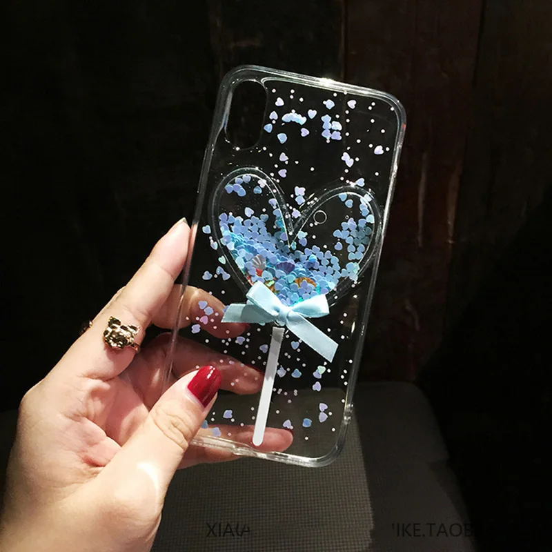 Cases For Samsung Galaxy A10 A20 A30 A40 A50 A60 A70 M10 M20 Fashion Glitter moving star Heart candy transparent phone bag capa |