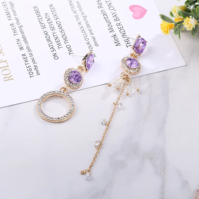 Женские Длинные кисточкой серьги падения темперамента корейский асимметричный