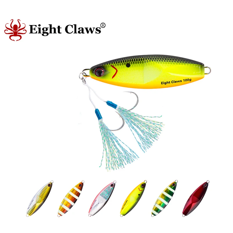 

Металлическая джиг EIGHT Claw 80g 100g, приманка для рыбалки, медленная джиггинг-приманка для морской воды, быстротонущая водная джиг, свимбейт Minnow
