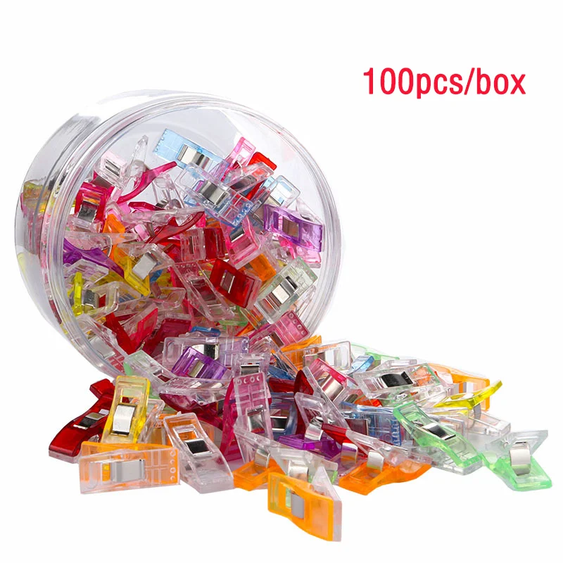 

Fenrry 100PCS Multipurpose Sewing Clips Colorful Binding Clips Plastic Craft Quilting Clips Sewing Craft Clamps for Sewing Bind