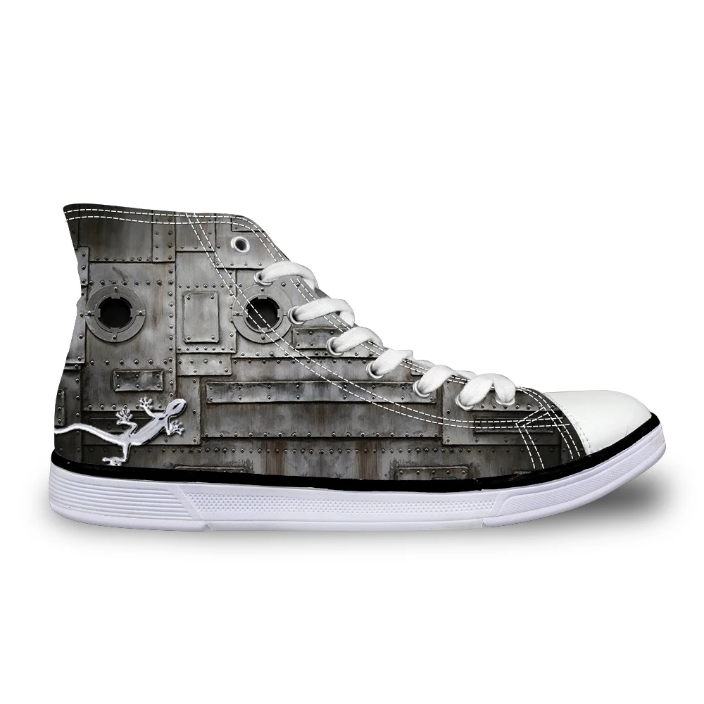 

HaoYun Women Vulcanize Shoes Grey Gecko Design Ladies High-top Canvas Shoes Girls Lace-up Flat Sneaker Shoes Sapato Feminino
