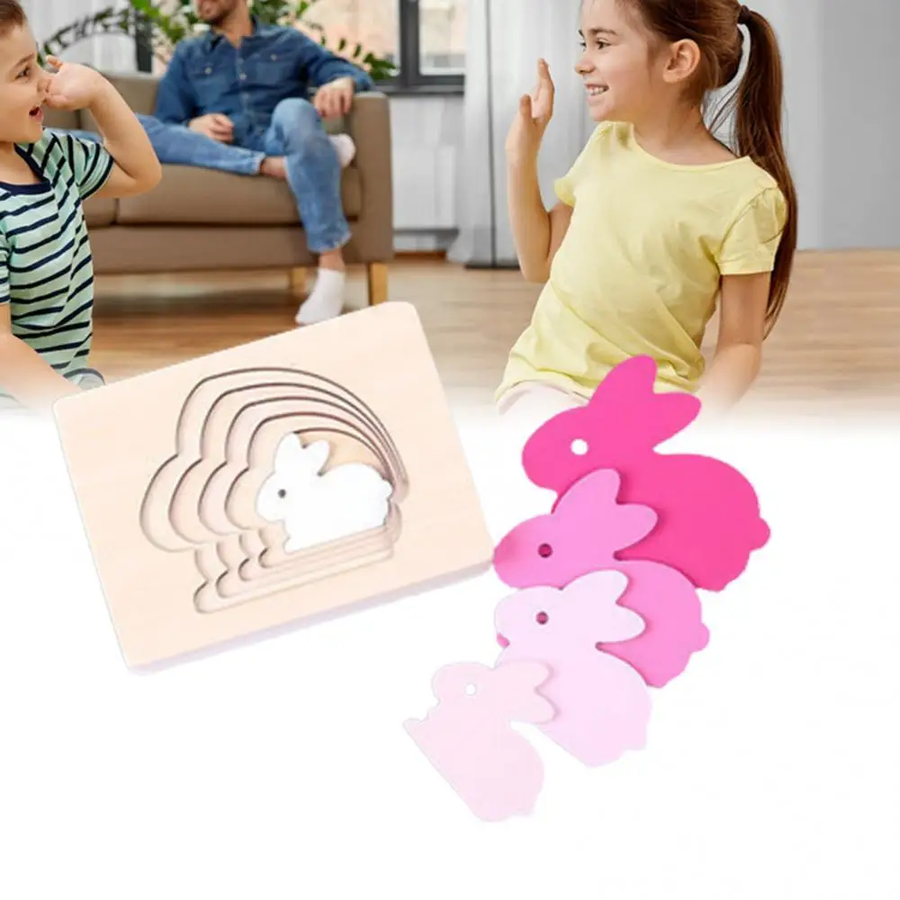 

Kids Wooden Animal Cartoon 3D Multilayer Jigsaw Puzzle Early Educational Gifts