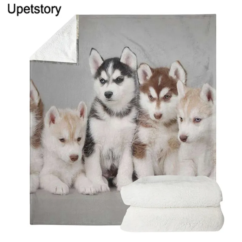 

Плюшевое одеяло с принтом в виде собаки из аляски Upetstory, модные одеяла, украшение, покрывало, повседневное флисовое покрывало для взрослых и ...