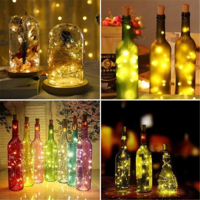 

1pcs 1M 2M LED string lights Copper Silver Wire Fairy Light Garland Bottle Stopper For Glass Craft Wedding Christmas Decoration