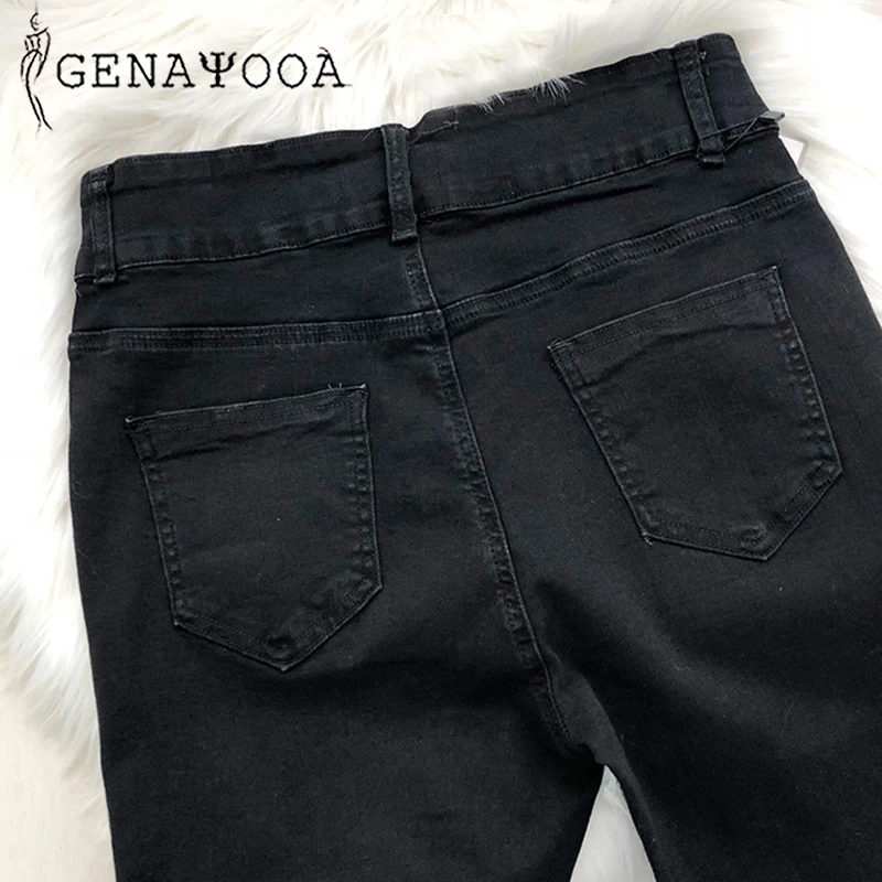 

Genayooa High Quality Women Jeans High Waist Streetwear Skinny Jeans Woman Casual Black Pencil Pants 2019