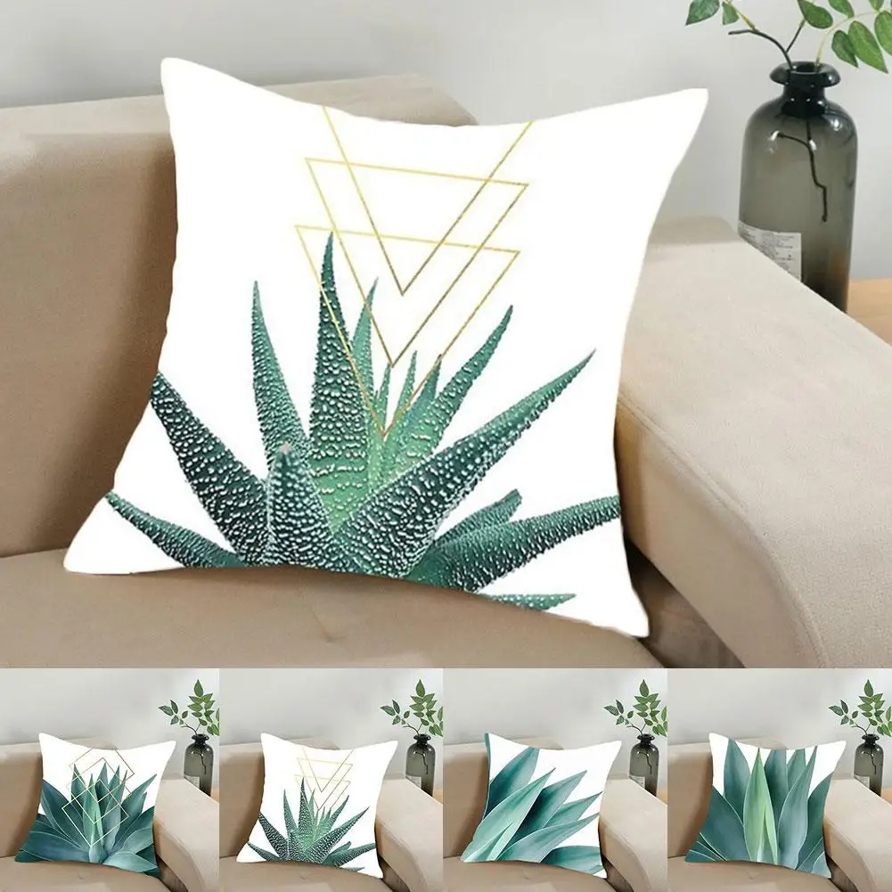 

New 45x45cm Plant Leaves Pillowcase Square Decorative Fashion For Home Cases Room Soft Cover Pillow Waist Pillow M0I5