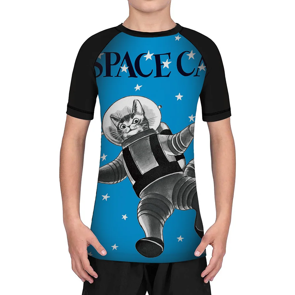 Топ компрессионный с короткими рукавами лазерный топ изображением космических