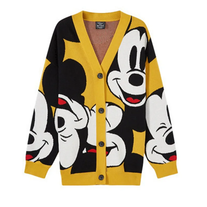 

Disney Mickey sweater jacket women cardigan autumn and winter students loose knitted sweater young women