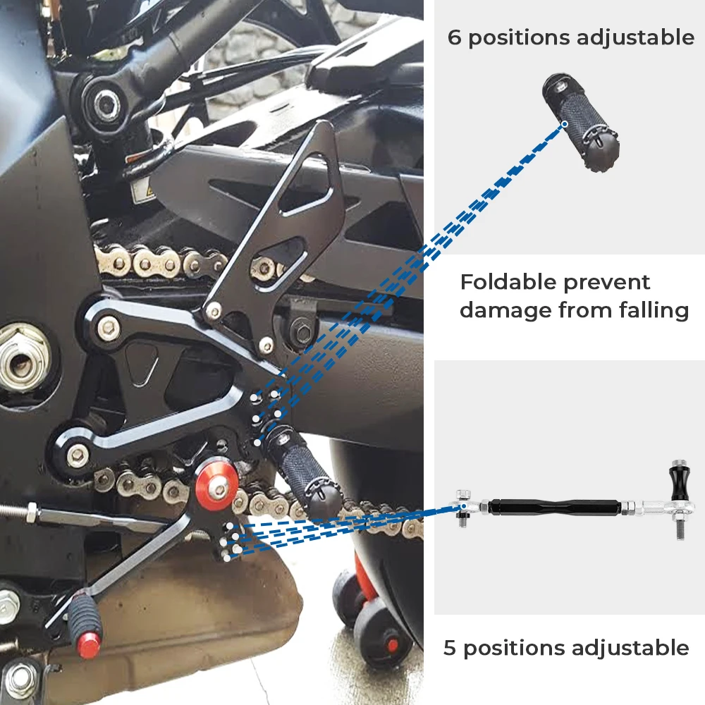 KEMiMOTO 2015 2016 GSX-S1000 F ЧПУ Алюминий подножка регулируется Rearset задний набор для SUZUKI