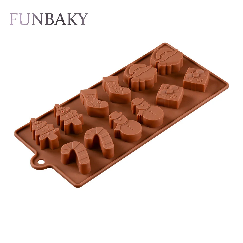 Рождественские силиконовые формы для шоколада FUNBAKY посуда выпечки украшенная