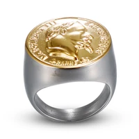megin d punk personality golden napoleon titanium steel rings for men women couple family friend fashion design gift jewelry